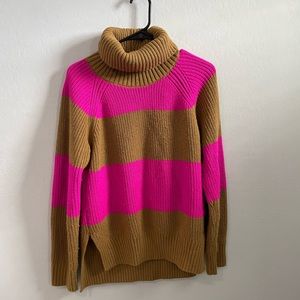A New Day Chunky Turtleneck Sweater in Tan and Hot Pink